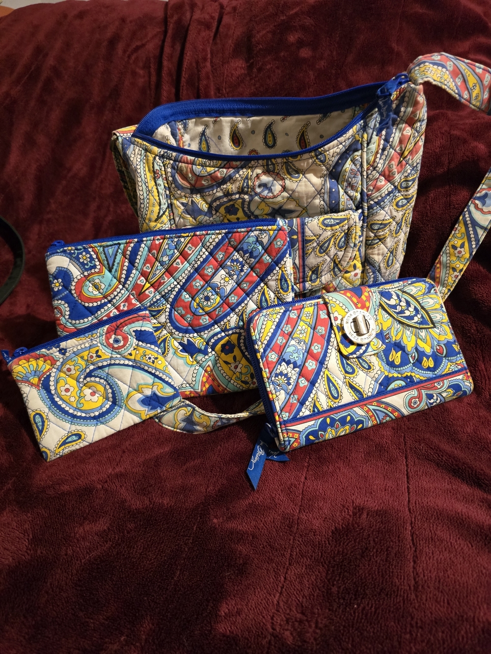 Vera Bradley Quilted Paisley Crossbody Set - Blue & Multi